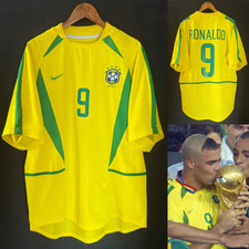 Brazil 2002 Ronaldo #9 Ronaldinho #11 Classic Jersey Retro Home Shirt