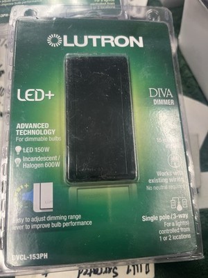 Lutron Diva LED Dimmer DVCL-153PH Black NEW J