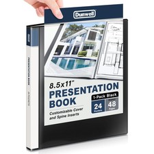Presentation Binder 24-Pocket 8.5x11 Portfolio Book Black