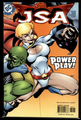 #ad JSA #39 DC Comics 2002 Power Play Cover Goyer Johns $2.99
