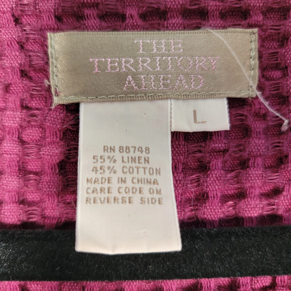Cardigã Vintage The Territory Ahead Mescla de Linho em Framboesa, Tamanho G - Imagem 2 de 4