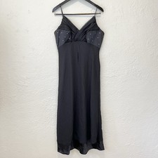Vintage Dress 90s Y2K Black Chiffon Satin Rhinestones Whimsigoth Goth Prom XL