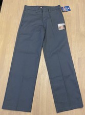 Dickies Grey Boys Uniform Pants Reinforced Knee Flat Front Size 12 Husky NWT