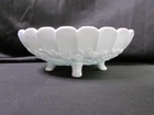 Mid Century Vintage Milk Glass Footed Fruit Bowl Centerpiece in Harvest Grape