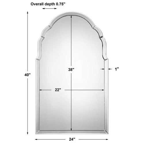 Uttermost 09149 Brayden 40" X 24" Arched Beveled Frameless Mirror - Picture 2 of 5