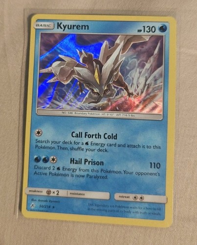 Pokemon TCG Kyurem 50/214 Sm-Unbroken Bonds Holo LP Card