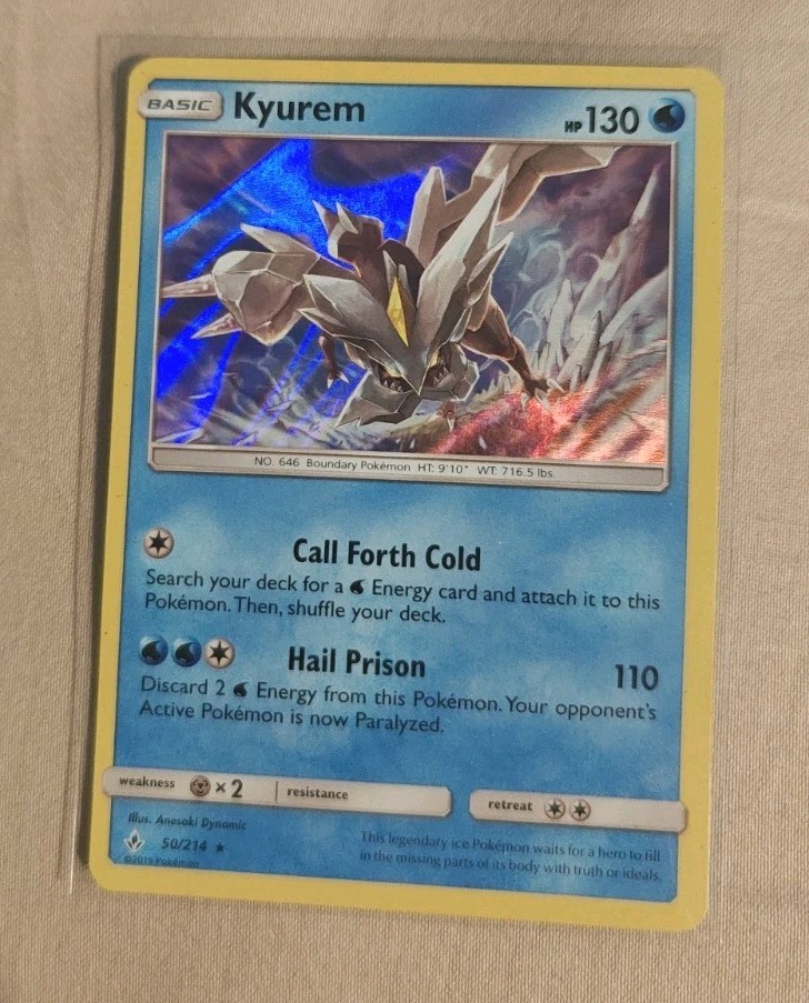 Pokemon TCG Kyurem 50/214 Sm-Unbroken Bonds Holo LP Card