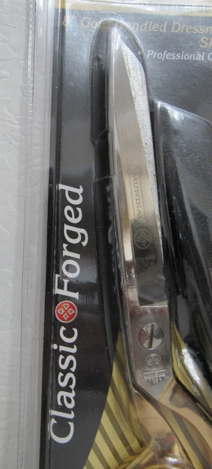 Mundial Dressmaker Shears Classic Forged Gold Handled 8" Vintage New - Image 2 of 4