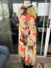 Roman Petite tiered lime green multi mix dress Size 14 BNWT