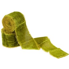 Moss Green Velvet Ribbon, 1-1/2 Inch x 3 Yards Frayed Velvet Ribbons for Gift...