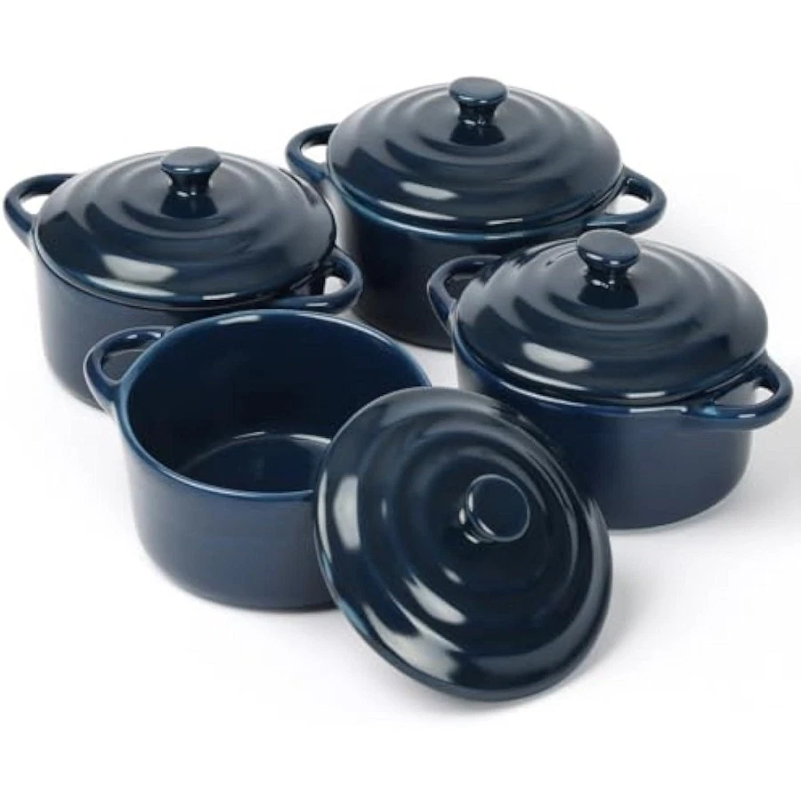 Ceramic Casserole Dish With Lid,Ceramic Mini Cocotte Set,Soup Bowls Wi