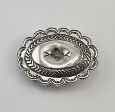 Vintage Native American Sterling Silver Stamped Concho Belt Buckle - 18.5g