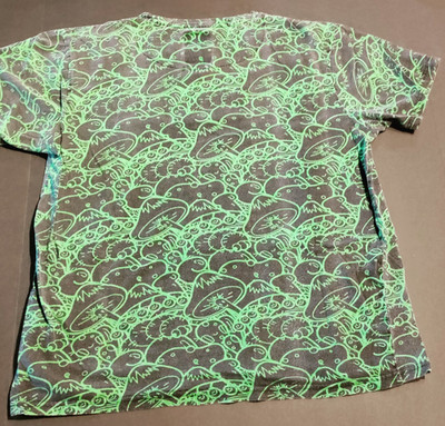 SUPER MASSIVE T-Shirt Men's Size M Crewneck Green Grey Natural Mushroom AOP