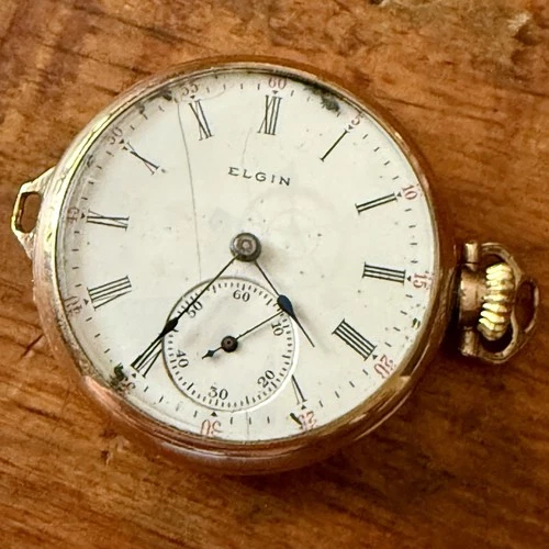 Antique 1905 Elgin Grade 320 Model 2 size 0s 7J Pocket Watch RUNS