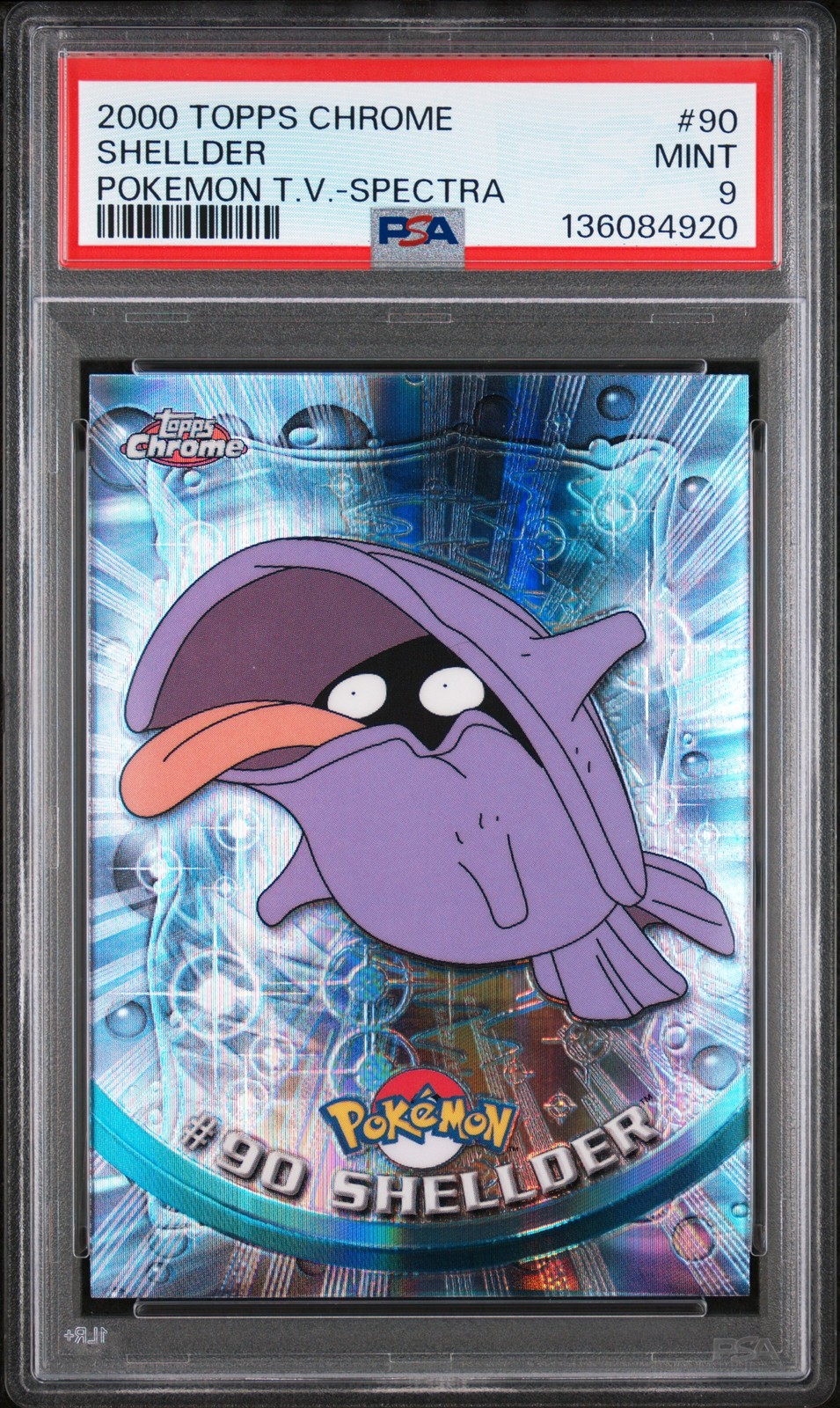 2000 TOPPS CHROME POKEMON T.V. SPECTRA #90 SHELLDER PSA 9