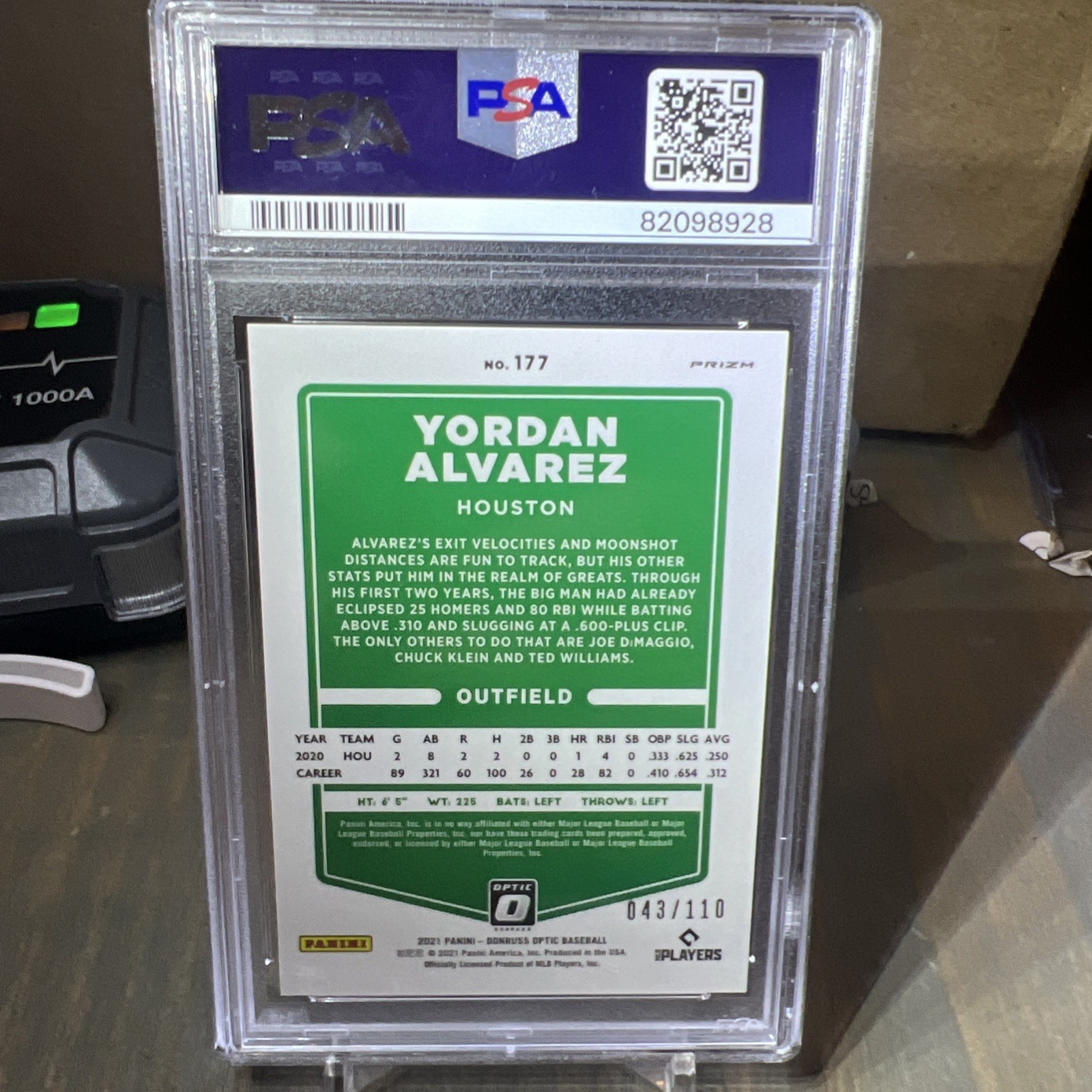 2021 Panini Donruss Optic - Yordan Alvarez Red Dragon Prizm /110 🔥📈 PSA 10 view 2