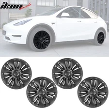 For 20-24 Tesla Y 19'' Uberturbine Wheel Cover Hubcaps Rim Trim Matte Black 4PCS