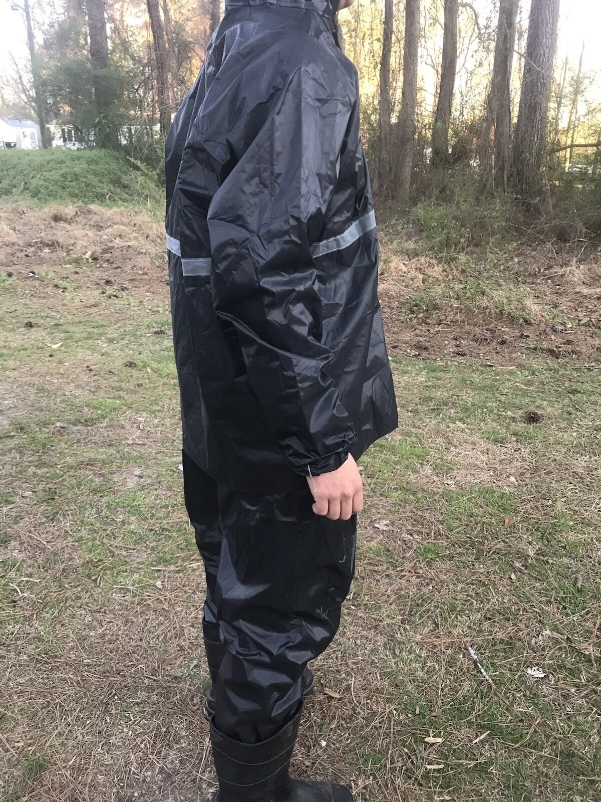 Anti-rainstorm double-layer raincoat and rain pants with reflective strips