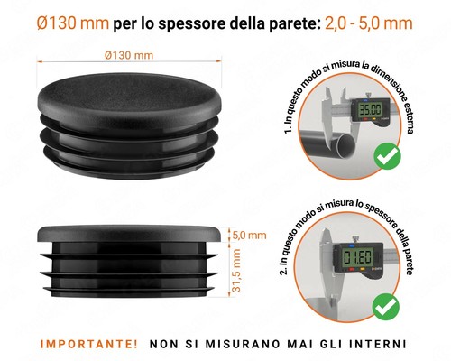 Plastic Flipped Round Caps IN VARIOUS SIZES Tips Rubber Hole Cover Black - Picture 33 of 33