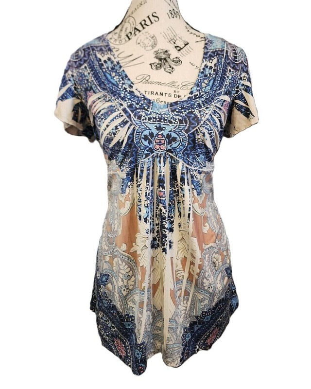 APT 9 blue floral blouse- size S