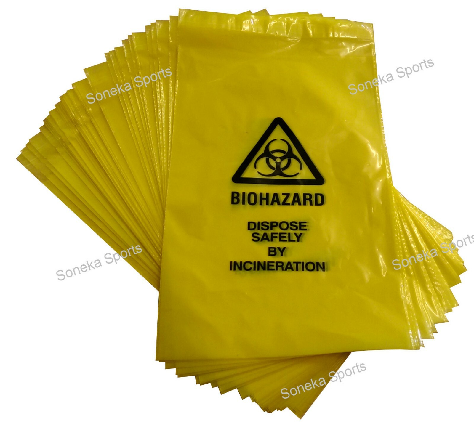 Yellow Clinical Waste Bio Hazard Incineration Bags 20cmx35cm 42cmx64cm