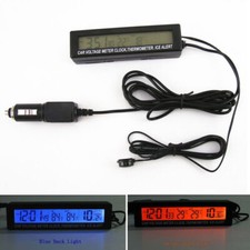 1x Car Digital Voltmeter Thermometer Clock Ice Alert Gauge Orangebule Backlight 1x Car Digital Voltmeter Thermometer Clock Ice Alert Gauge Orangebule Backlight