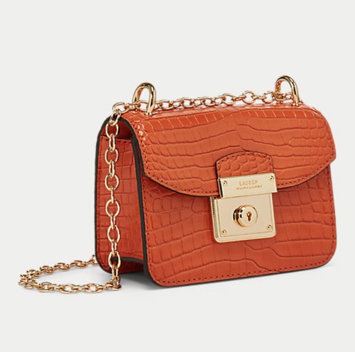 Ralph Lauren donna borsa colore arancione Mini Beckett tracolla borsetta  pelle | eBay