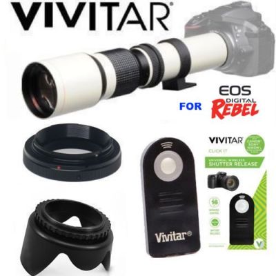 PRO  WHITE LINE 500MM TELE ZOOM LENS + REMOTE + FOR CANON EOS T5 T6 T7 40D T3 XS