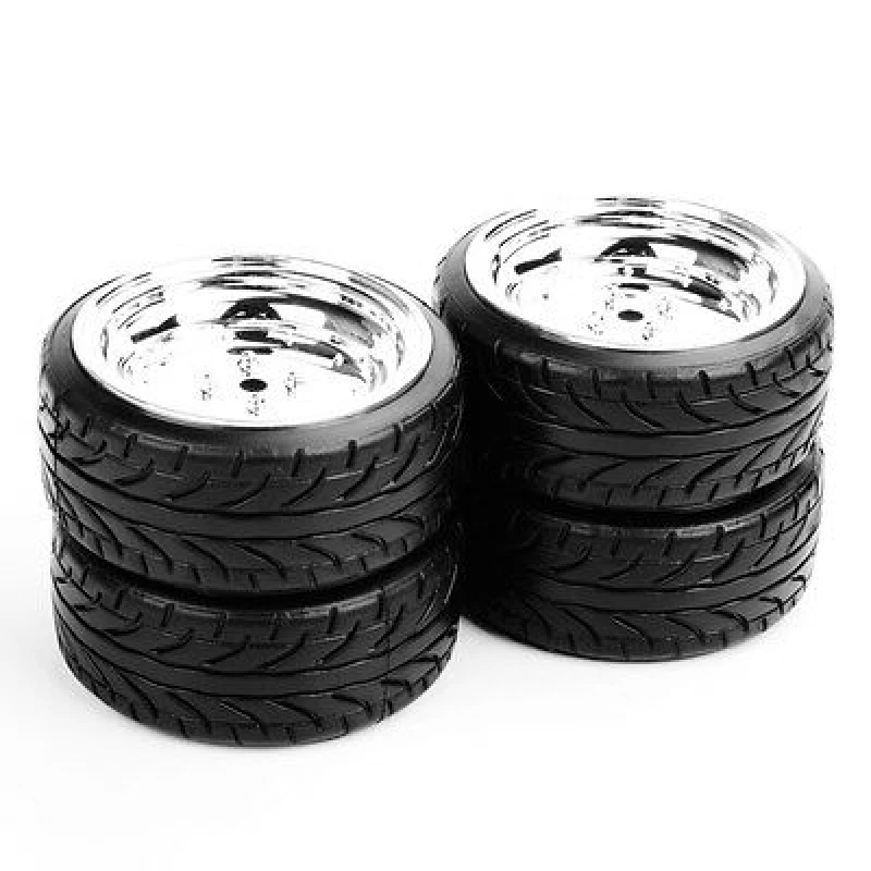 4PCS RC 1/10 Flat Drift Tire&Wheel Rim For HPI HSP RC 1/10 on Road Car 12mm Hex - Image 3 of 4
