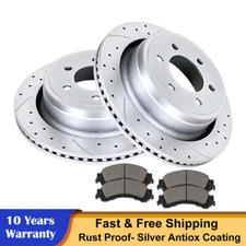 Rear Drilled Brake Rotors Ceramic Pads Brakes for 2012-2020 Ford F-150 6 Lugs