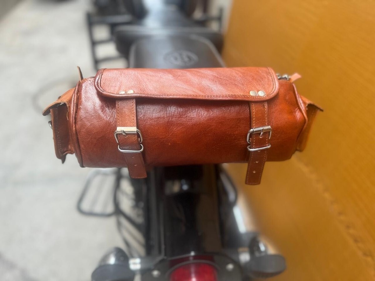 Bag Motorcycle Tool Fork Leather Handlebar Pouch Saddle Front