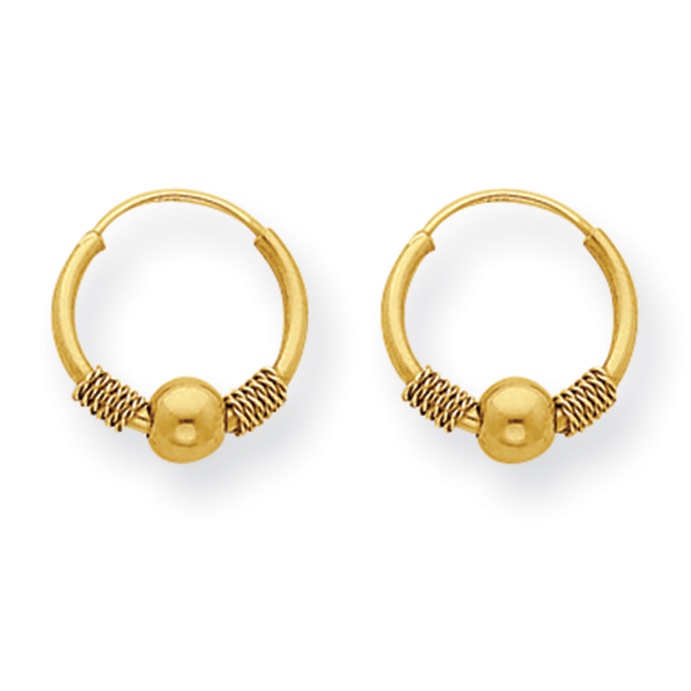 ピアス 18K Yellow / White Gold Beaded Beads Hoop 18K Yellow / White Gold Beaded Beads Hoop