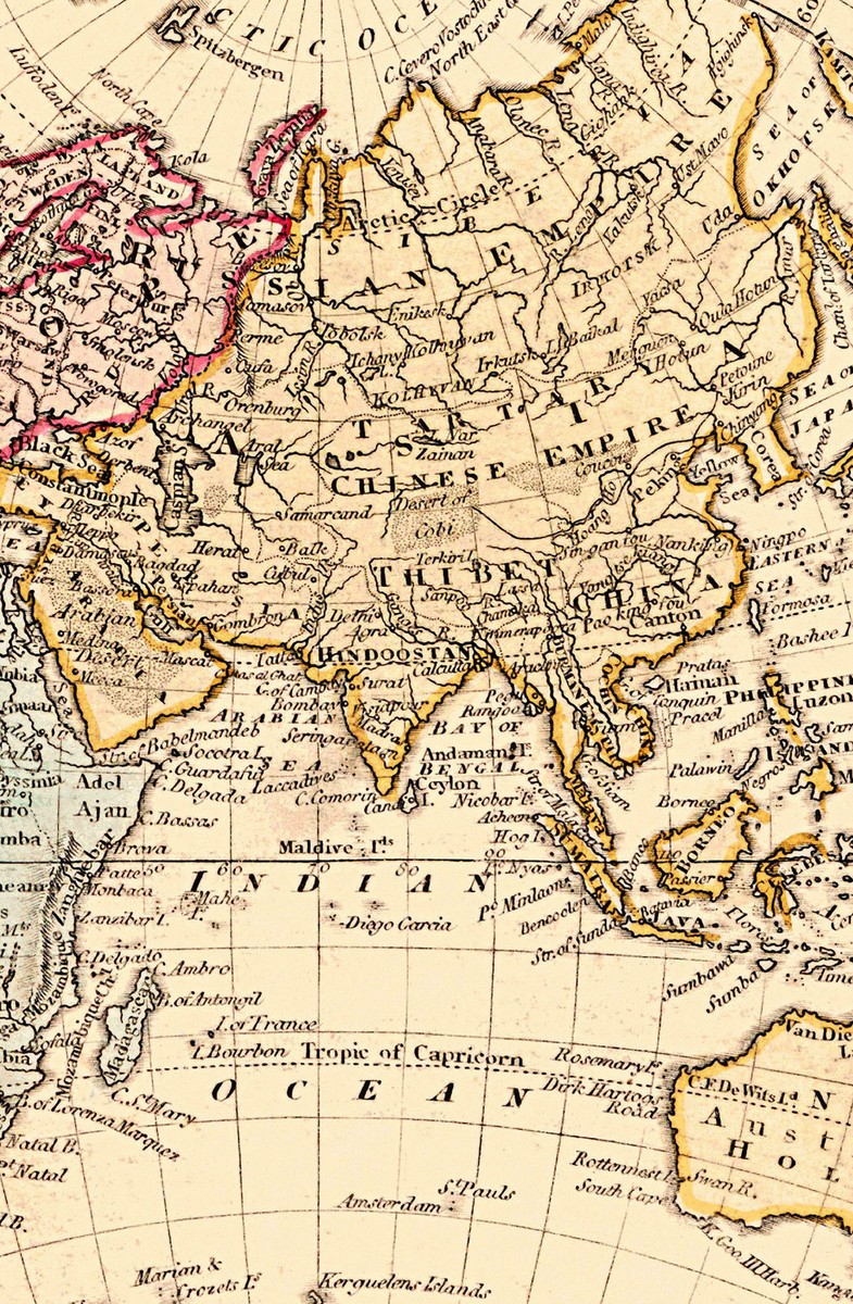 1825 Map Old World or Eastern Hemisphere Vintage History Wall