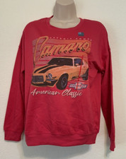 General Motors Womens Red Raspberry Wine Crewneck Detroit Camaro Sweatshirt XS