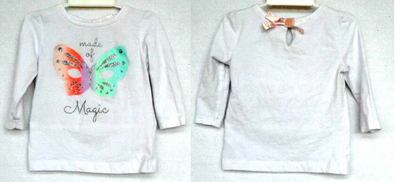 Carters Baby Girls Long Sleeve 'Made of Magic' Top White Size 6 Mo Butterfly