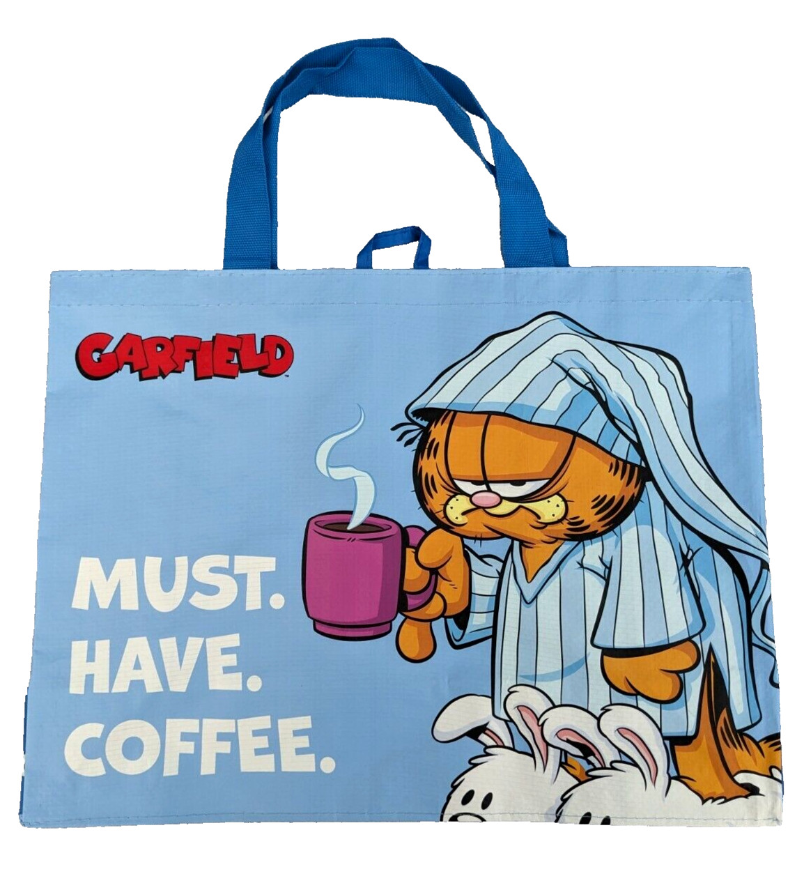 GARFIELD Shopping Bag Tote Cat Cats Licensed Bag MUST HAVE COFFEE BLUE NEW