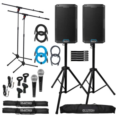#ad #ad Alto Professional TS408XUS 8quot; Powered Active DJ PA Speakers Pair w Stands amp; Mics $822.40