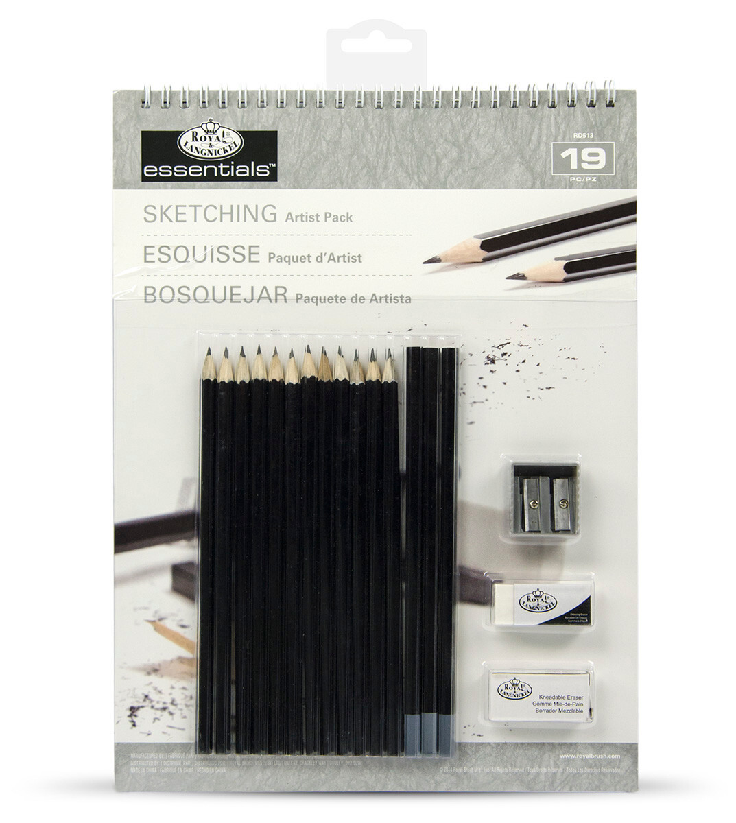 Artist Sketching Set 15 Graphite & Charcoal Pencils A4 Spiral Bound Sketch Pad
