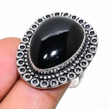 Black Onyx Gemstone Handmade 925 Sterling Silver Jewelry Ring Size 6.75 US