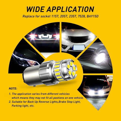 2X AUXITO 1157 2057 White LED Stop Turn Signal Brake Tail Light Bulbs BAY15D D - Picture 8 of 12