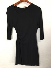 Womens Bailey 44 Black Angel Ruched Raw Hem XS Dress T-Shirt GUC 3/4 Sleeve 2896