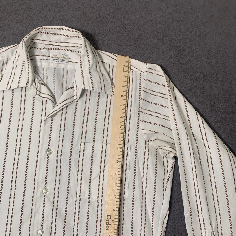 Camisa De Colección The Barrington Shop M 15.5 Off White Brown Jewel Press AOP AÑOS 70 Foto 3 de 4