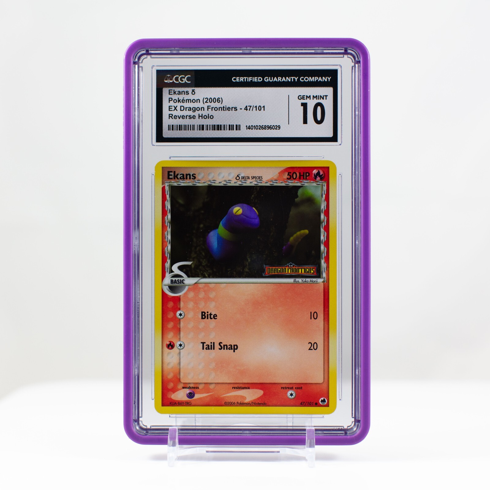 2006 Pokemon Ekans Reverse Holo EX Dragon Frontier 47 - CGC Gem Mint 10