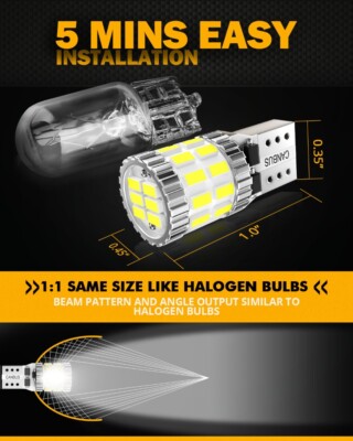 Auxbeam 194 LED Bulb, 168 T10 W5W Bulbs 6000K White, 3030 Chips