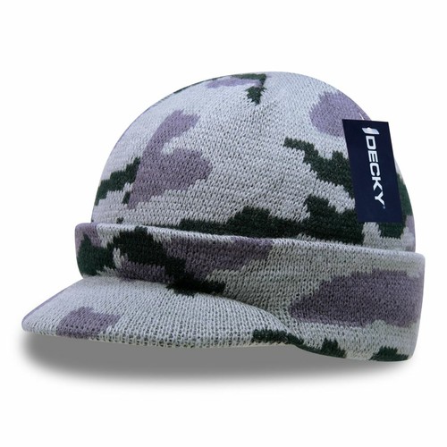 Decky Camo HybriCap Beanie Curved Visor Crocheted Thick Ribbed Warm - Picture 2 of 6
