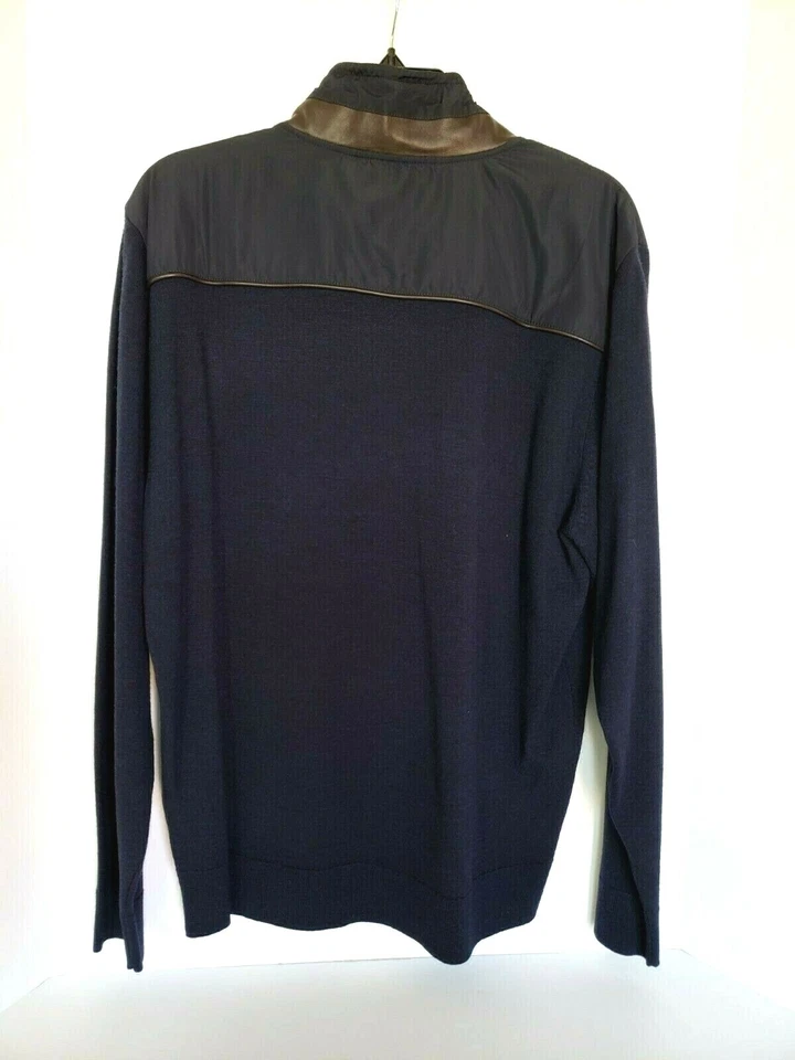 HART SCHAFFNER MARX NAVY 100% WOOL PULL-OVER L/S HALF ZIP SWEATER Sz MEDIUM NWT - Image 3 of 3