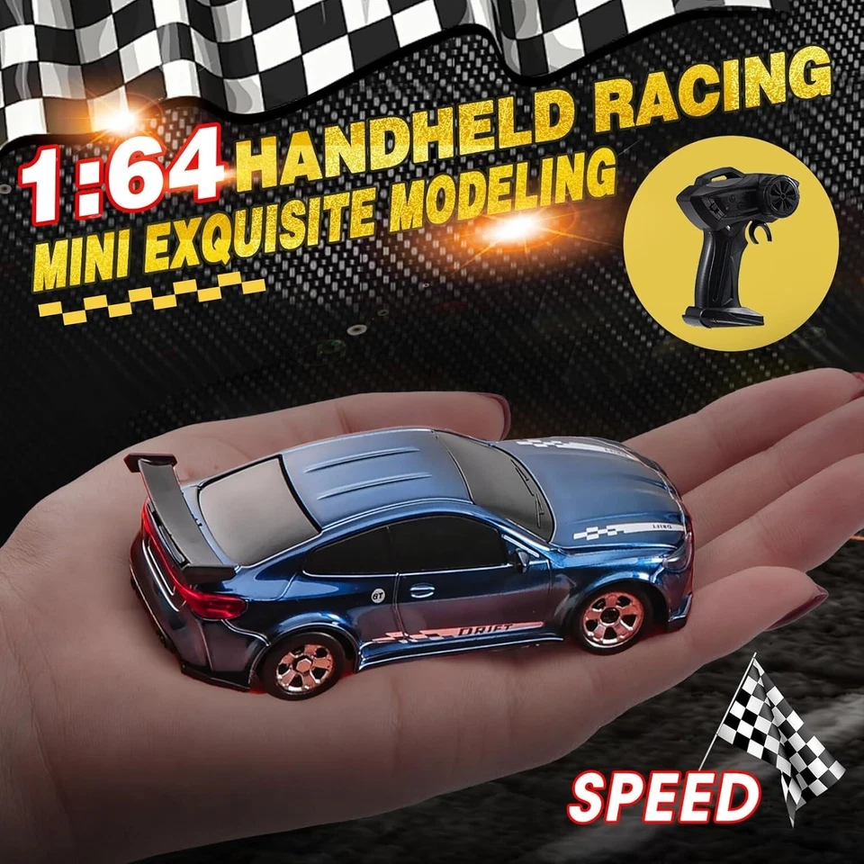 USA 1/64 Race Car 4WD Speed Drift RC Vehicle Remote Contrl Sportscar Model Blue - Image 4 of 4