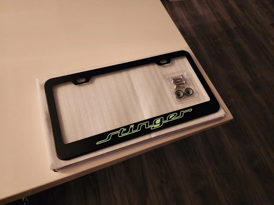 GLOWING Stinger / GT Real Black Stainless Steel License Plate Frame - Image 2 of 4