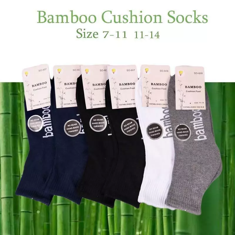 Bamboo Socks Ankle Low Cut Soft Cushion Work Sport Men s7-14 Black