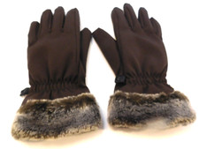 HEAD LADIES BROWN POLYESTER  SPANDEX WINTER GLOVES FLEECE LINING SIZE SMALL
